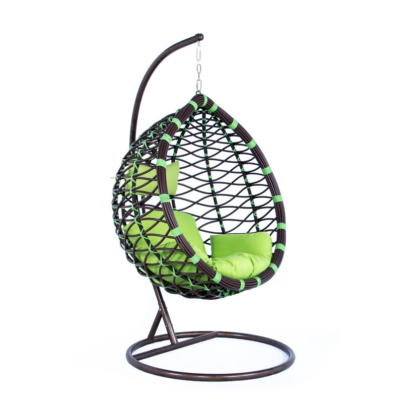 Bayou Breeze Schwartz Wicker Hanging Egg Swing Chair with Stand | Wayfair